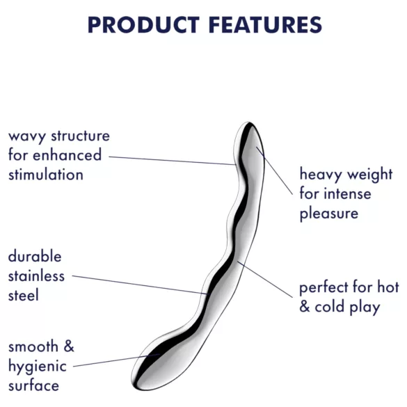 Satisfyer Cosmic Crest 2 - μεταλλικό ομοίωμα πέους κυματιστό - ατσάλινο ασημί