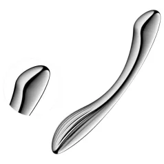   Satisfyer Pure Gravity 1 - μεταλλικό ομοίωμα πέους με ραβδώσεις - ασημί
