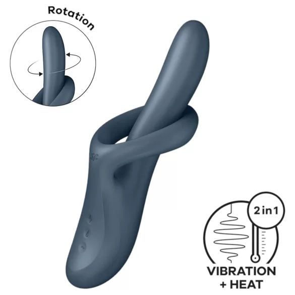 Satisfyer Heat Flex 4 - δονητής με θερμαινόμενο βραχίονα κλειτορίδας (γκρι)