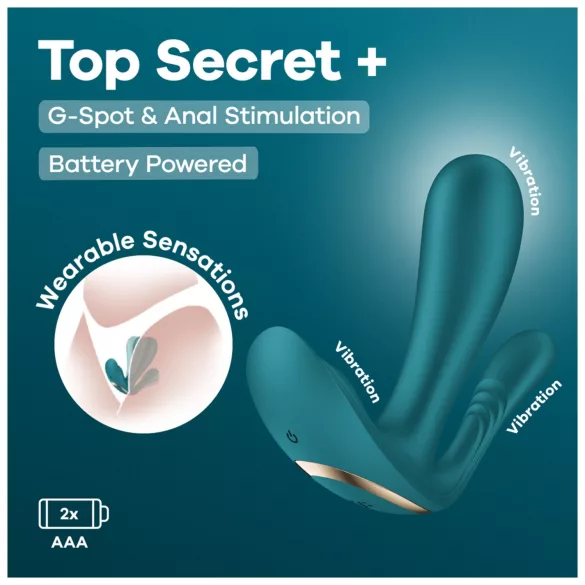 Satisfyer Top Secret+ - φορετός δονητής τριπλής διέγερσης - πράσινο