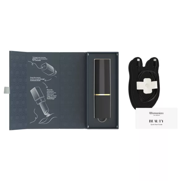 Womanizer Beauty - διεγερτής κλειτορίδας με κύματα αέρα σε σχήμα κραγιόν (μαύρο)