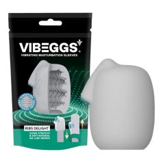   VIBEGGS Ribs Delight - αυγό δόνησης για άνδρα - ριγέ - λευκό