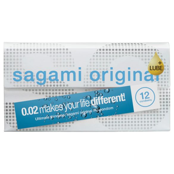Sagami Original 0.02 - προφυλακτικό έξτρα λιπαντικό - 55mm - 12 τεμάχια