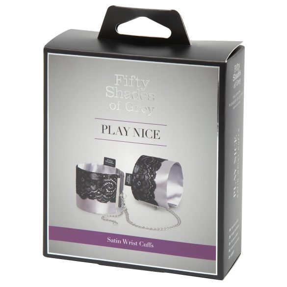 Fifty Shades of Grey - χειροπέδες σατέν - γκρι ασημί
