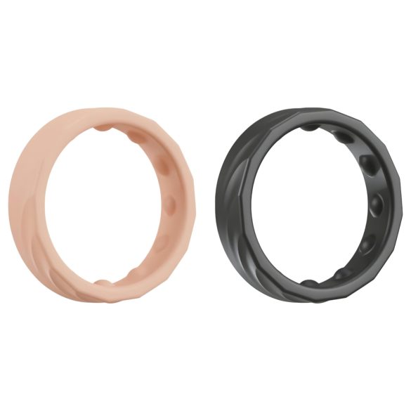 You2Toys 4in1 - Σετ δαχτυλιδιών πέους και όρχεων (φυσικό-μαύρο)