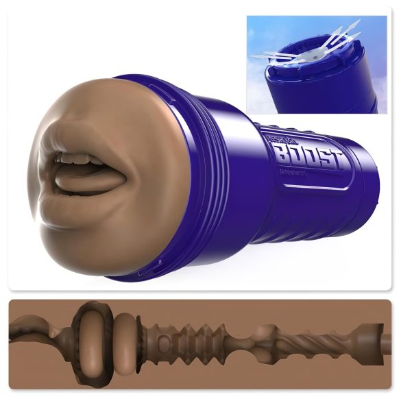 Fleshlight Boost Blow - Ρεαλιστικό στοματικό βοήθημα (καφέ)