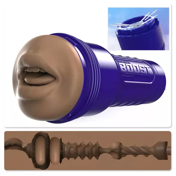 Fleshlight Boost Blow - στόμα ομοιώματος για άνδρα - ρεαλιστική υφή - καφέ