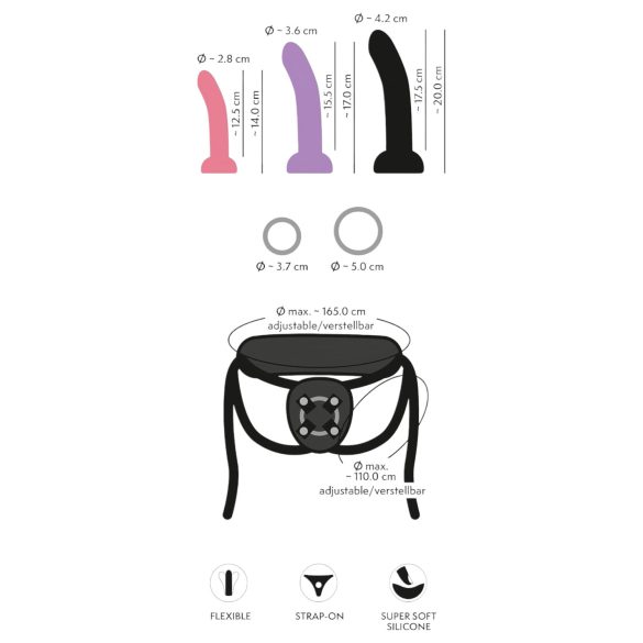 You2Toys - σετ δονητών με λουρί (μαύρο)