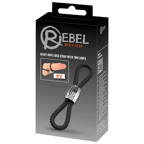 Rebel Cock Strap - ρυθμιζόμενο διπλό πέος-λουρί από σιλικόνη (87 g)