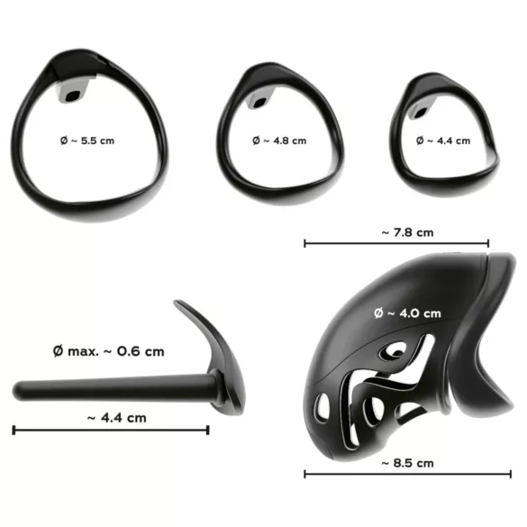 You2Toys - κλουβί πέους με βύσμα - μαύρο