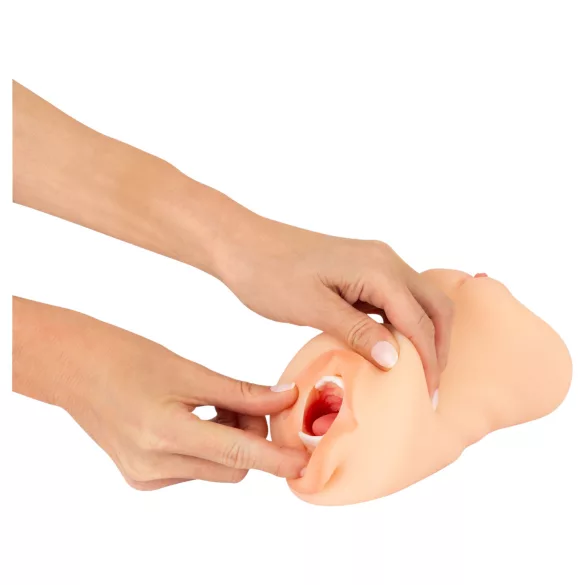 Nature Skin - ανδρικό αυνανιστήρι διπλής διείσδυσης πούτσα στόμα - φυσικό