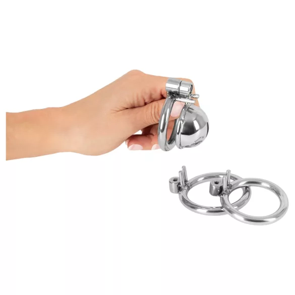 fetish collection - μίνι κλουβί πέους με 3 εναλλάξιμους δακτυλίους όρχεων (ασημί)