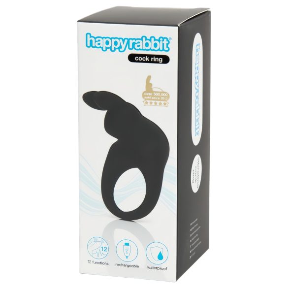 Happyrabbit Cock – Δονητικός δακτύλιος πέους με μπαταρία (μαύρο)