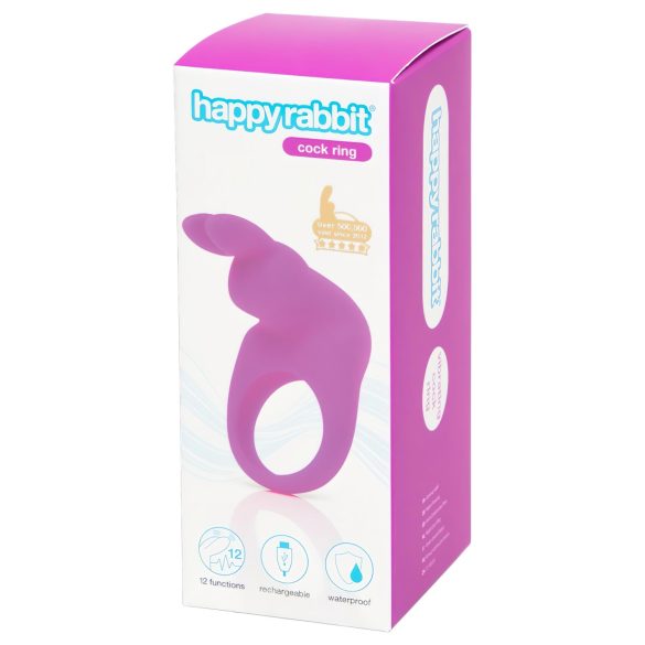 Happyrabbit Cock - δακτύλιος πέους με δόνηση και επαναφορτιζόμενη μπαταρία (μοβ)