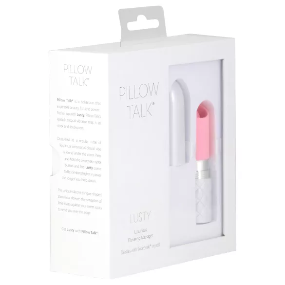 Pillow Talk Lusty - δονητής ράβδου με γλωσσίδιο, επαναφορτιζόμενος (λευκό-ροζ)