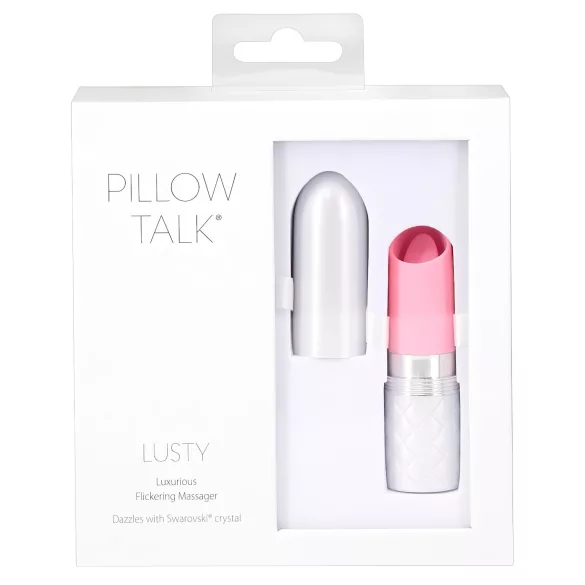 Pillow Talk Lusty - δονητής ράβδου με γλωσσίδιο, επαναφορτιζόμενος (λευκό-ροζ)