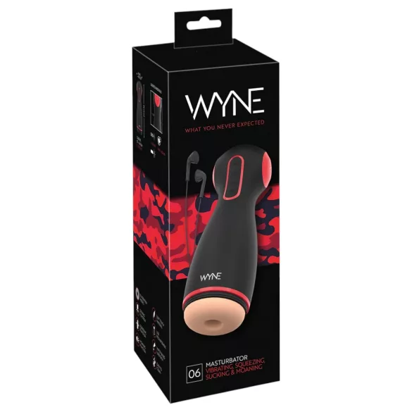 WYNE 06 - ανδρικός masturbator με δόνηση & αναρρόφηση - μαύρο, επαναφορτιζόμενο
