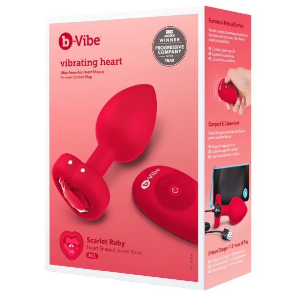 b-vibe heart - ασύρματος πρωκτικός διεγέρτης μπαταρίας (κόκκινο)