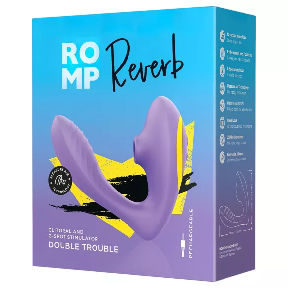 ROMP Reverb - δονητής σημείου G 2 σε 1 με κύματα αέρα (μωβ)