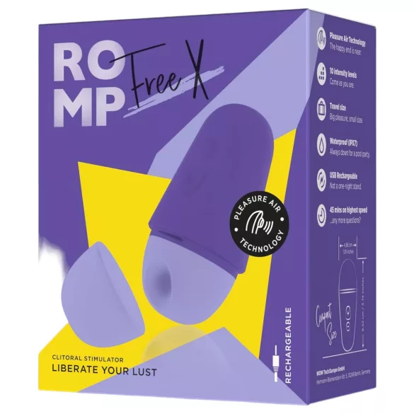 ROMP Free X - κλειτοριδικό ερεθιστήρας με παλμούς αέρα - επαναφορτιζόμενο - μωβ