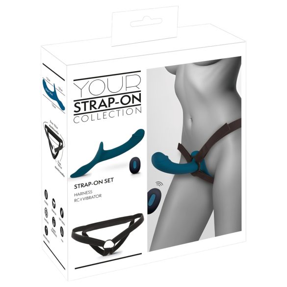 You2Toys - σετ strap-on δονητής - μαύρο μπλε