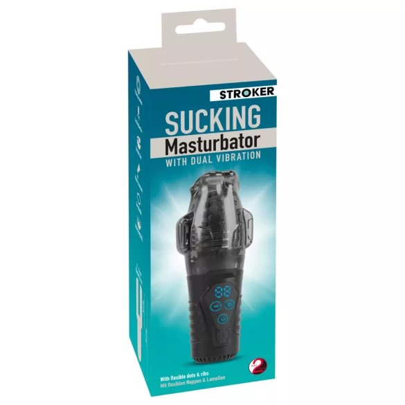 Stroker - ανδρικό αυνανιστήρι με δόνηση και αναρρόφηση - γκρι