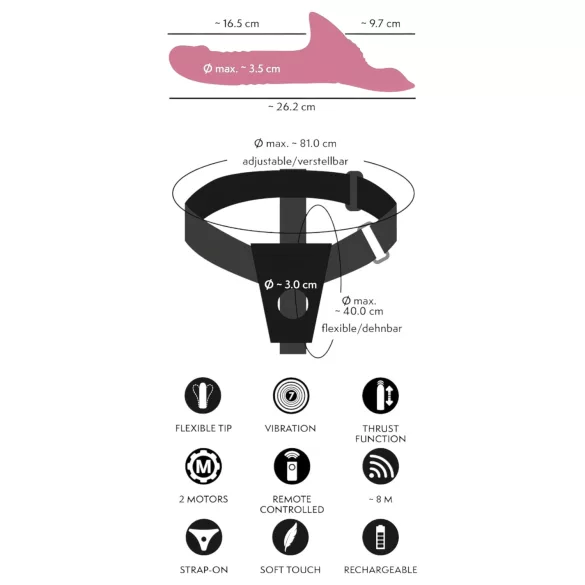 You2Toys - σετ δονητής strap-on - κόκκινο