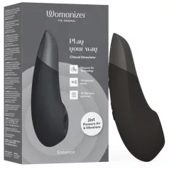   Γυναικείος διεγέρτης Womanizer Enhance 2 σε 1 με κυματιστή αναρρόφηση κλειτορίδας + δονητή (μαύρο)