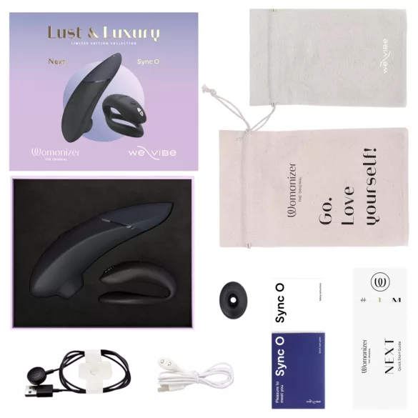 Womanizer Lust&Luxury - δονητής κλειτορίδας & ζευγαριού σετ - μαύρο