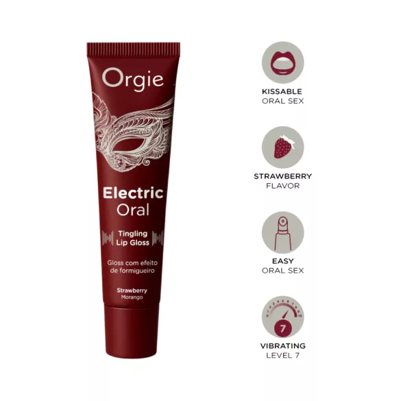 Orgie Electric Oral - γυαλιστικό χειλιών με αίσθηση μυρμηγκιάσματος - φράουλα (10 ml)