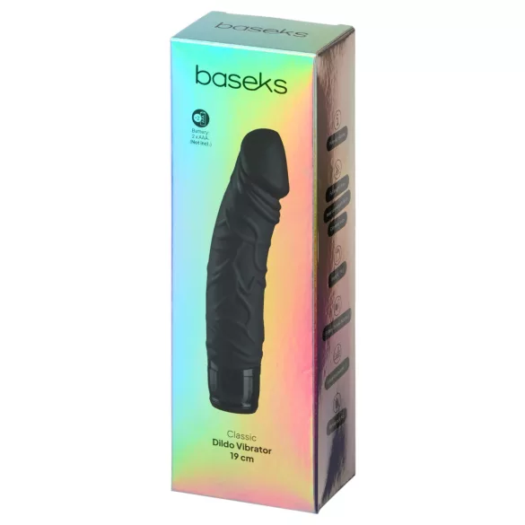 Baseks - ρεαλιστικός δονητής σε σχήμα πέους (μαύρος) - 19 εκ.