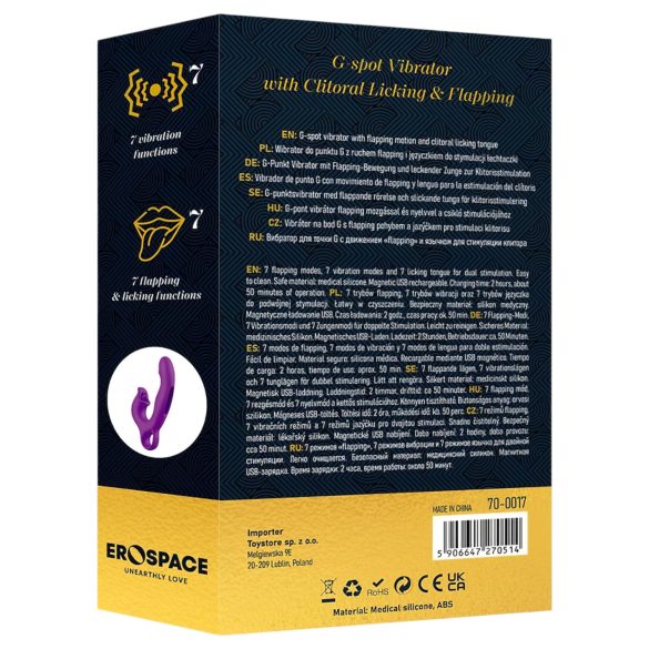 Sweet Play - δονητής για γυναικεία διέγερση G-σημείου με γλώσσα - μωβ