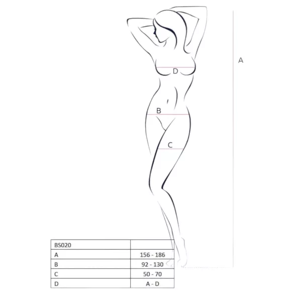 Passion BS020 - ολόσωμο καλσόν με άνοιγμα και διακόσμηση - μαύρο S-L