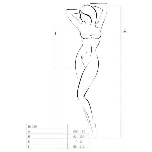 Passion BS035 - γυναικείο ολόσωμο με τιράντες και ανοιχτό δίχτυ - κόκκινο S-L