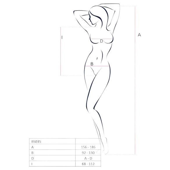 Passion BS035 - κορμάκι με τιράντες ανοιχτό δίχτυ λευκό S-L