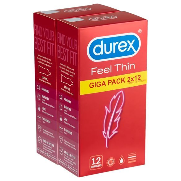 Durex Feel Thin - Προφυλακτικά με αίσθηση φυσικού (2x12τεμ)