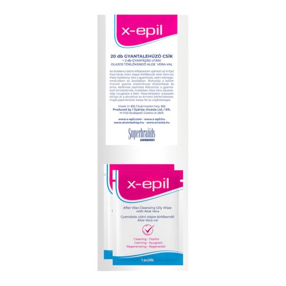 X-Epil - λωρίδες αποτρίχωσης (20 τεμ) + ελαιώδη μαντηλάκια (2 τεμ)