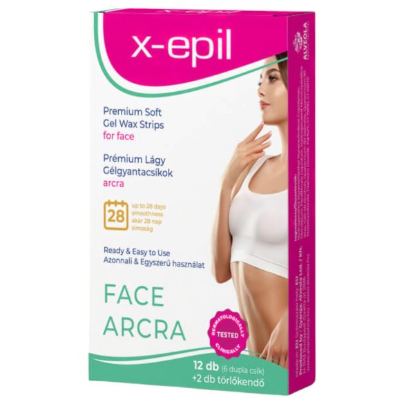 X-Epil - Έτοιμες προς χρήση πρέμιουμ ταινίες αποτρίχωσης γέλης (12 τμχ) - για πρόσωπο