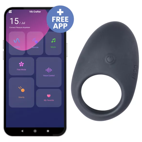 Desirel Halo - ανδρικό δαχτυλίδι πέους δόνησης - έξυπνο - μαύρο