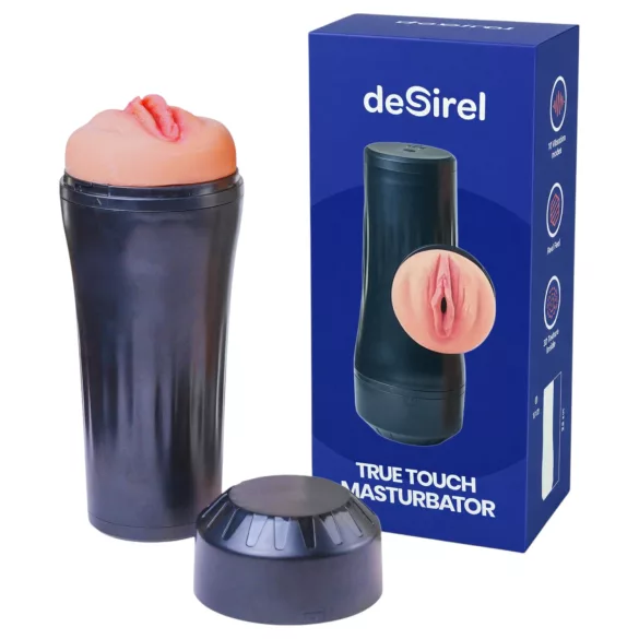 Desirel True Touch - ρεαλιστικό ανδρικό αυνανιστήρι με δόνηση - φυσικό/μαύρο