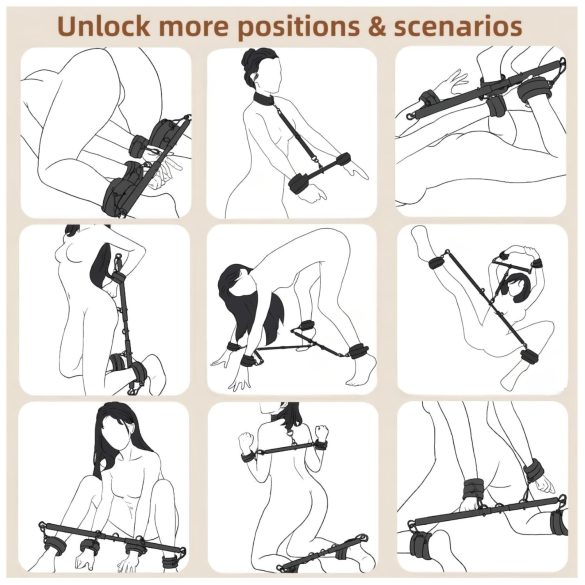 Lonely - διαχωριστική μπάρα με ρυθμιζόμενο μήκος και χειροπέδες - μαύρο