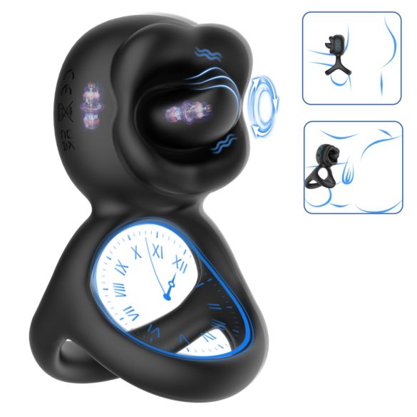 Biu-Biu - δαχτυλίδι πέους & δονητής κλειτορίδας με γλείψιμο - μαύρο