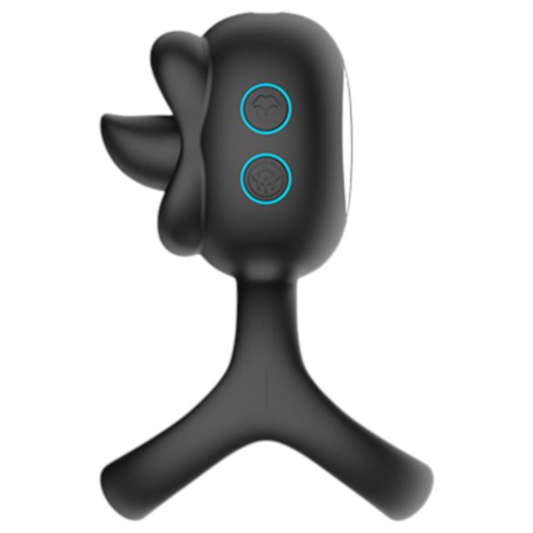 Biu-Biu - δαχτυλίδι πέους & δονητής κλειτορίδας με γλείψιμο - μαύρο