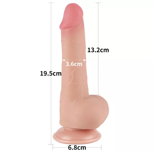 Lovetoy Sliding-Skin - dildo με βεντούζα διπλής στρώσης - 19,5cm φυσικό