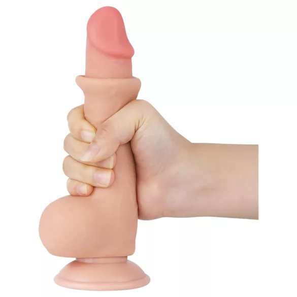 Lovetoy Sliding-Skin - dildo με βεντούζα διπλής στρώσης - 19,5cm φυσικό