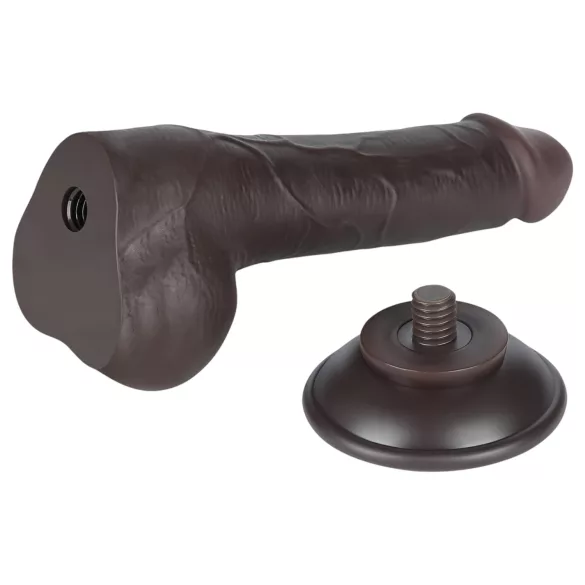 Lovetoy - δονητής με όρχεις - διπλό στρώμα - 19,5cm καφέ