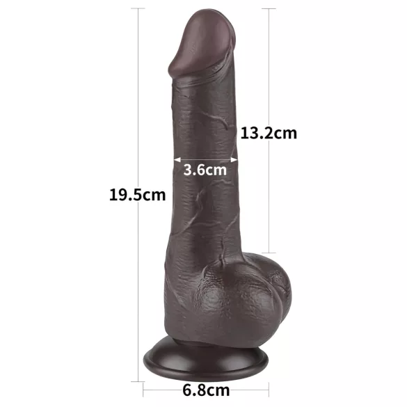 Lovetoy - δονητής με όρχεις - διπλό στρώμα - 19,5cm καφέ