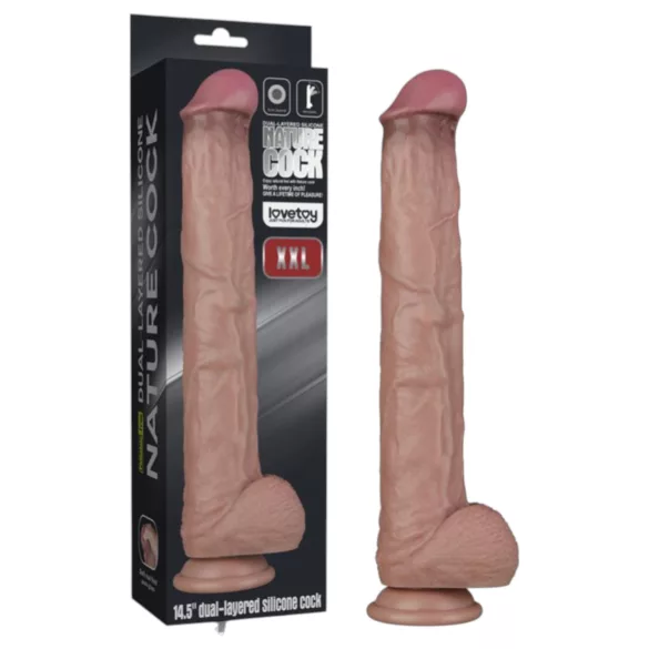 Lovetoy - διπλόστρωτο XXL ομοίωμα πέους - 36,5 εκ. - φυσικό