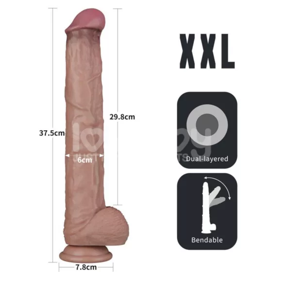 Lovetoy - διπλόστρωτο XXL ομοίωμα πέους - 36,5 εκ. - φυσικό