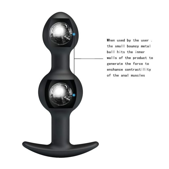 Pretty Love - πρωκτικό ντίλντο με εσωτερική μπίλια - σιλικόνη μαύρο